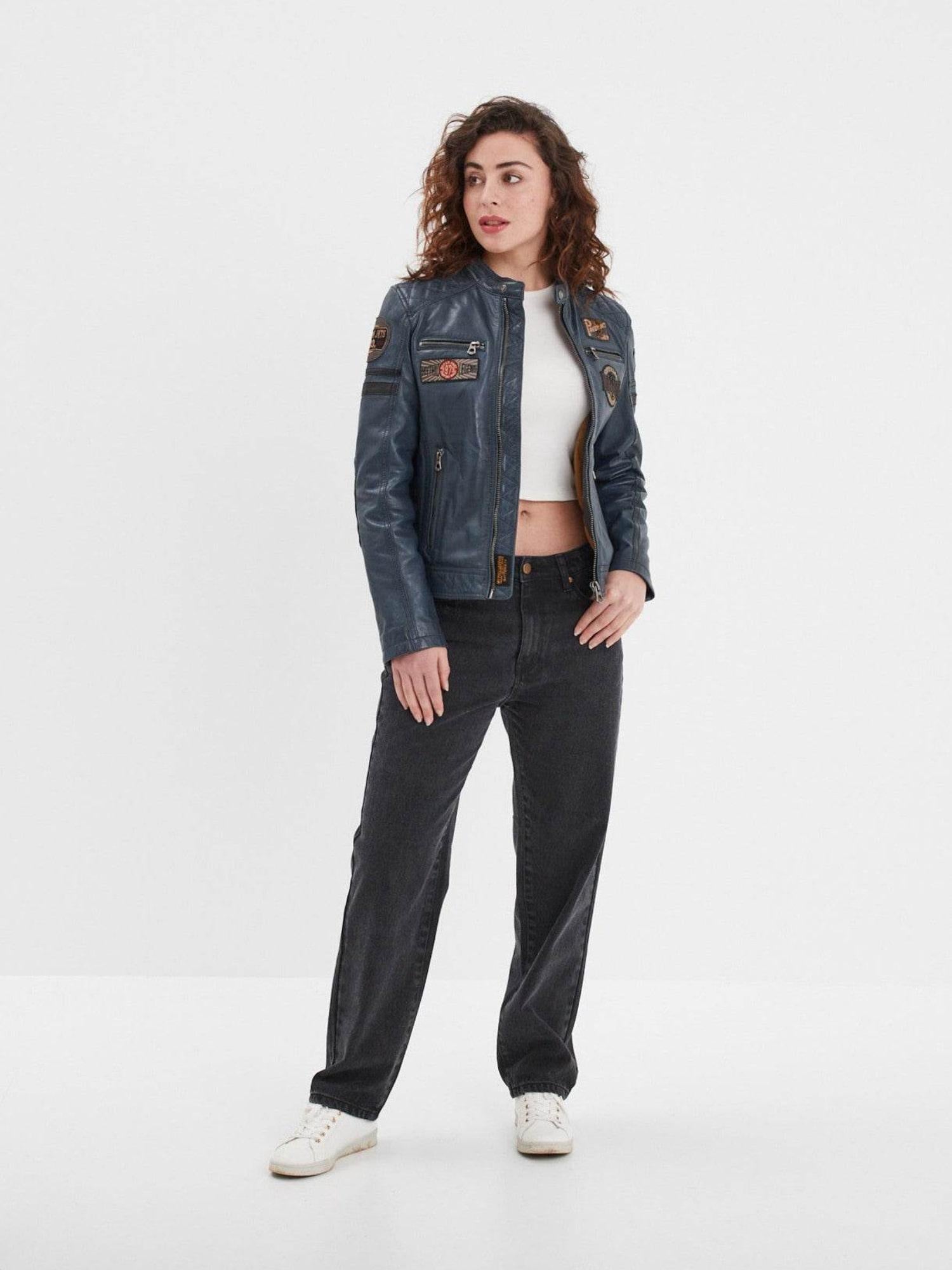 DAYTONA 73 Giacca donna in pelle blu Walkora Blue 