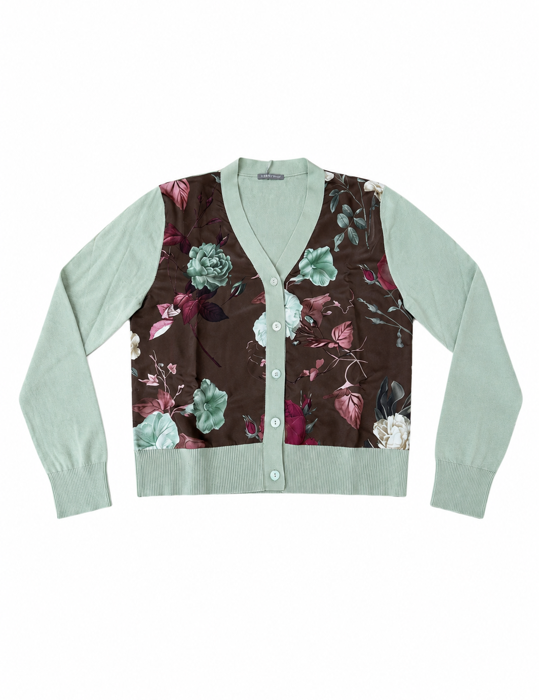 INBEDWITHYOU Cardigan donna Geometric fantasia floreale in cotone e seta 