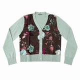 INBEDWITHYOU Cardigan donna Geometric fantasia floreale in cotone e seta 