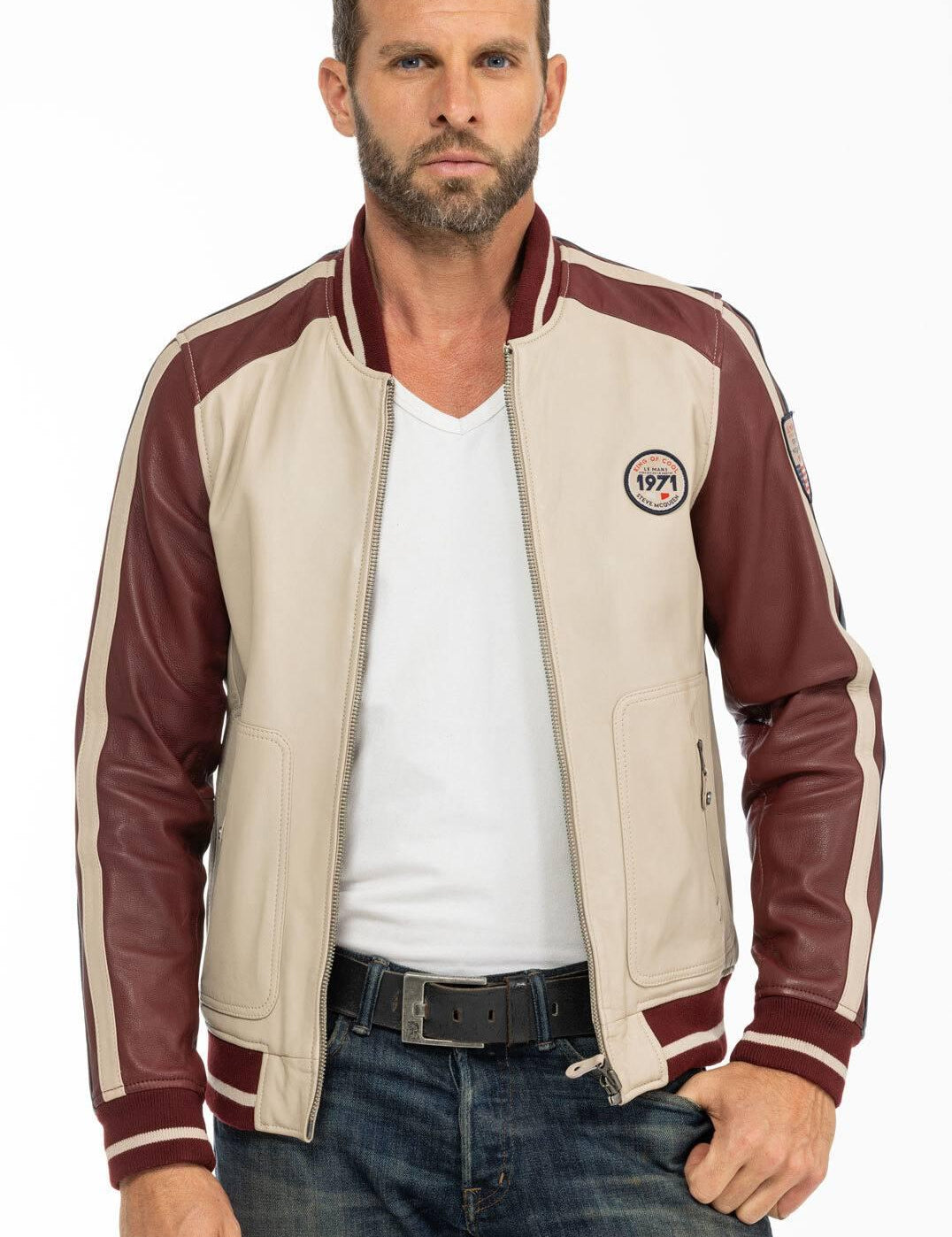 STEVE MCQUEEN Giubbotto uomo Walt Dark Red in pelle montone S 