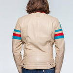 LE MANS Giubbotto uomo Roadster pelle ovina ecru stile motard L 