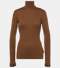 Maglia donna Mira collo alto a costine slim fit mocha
