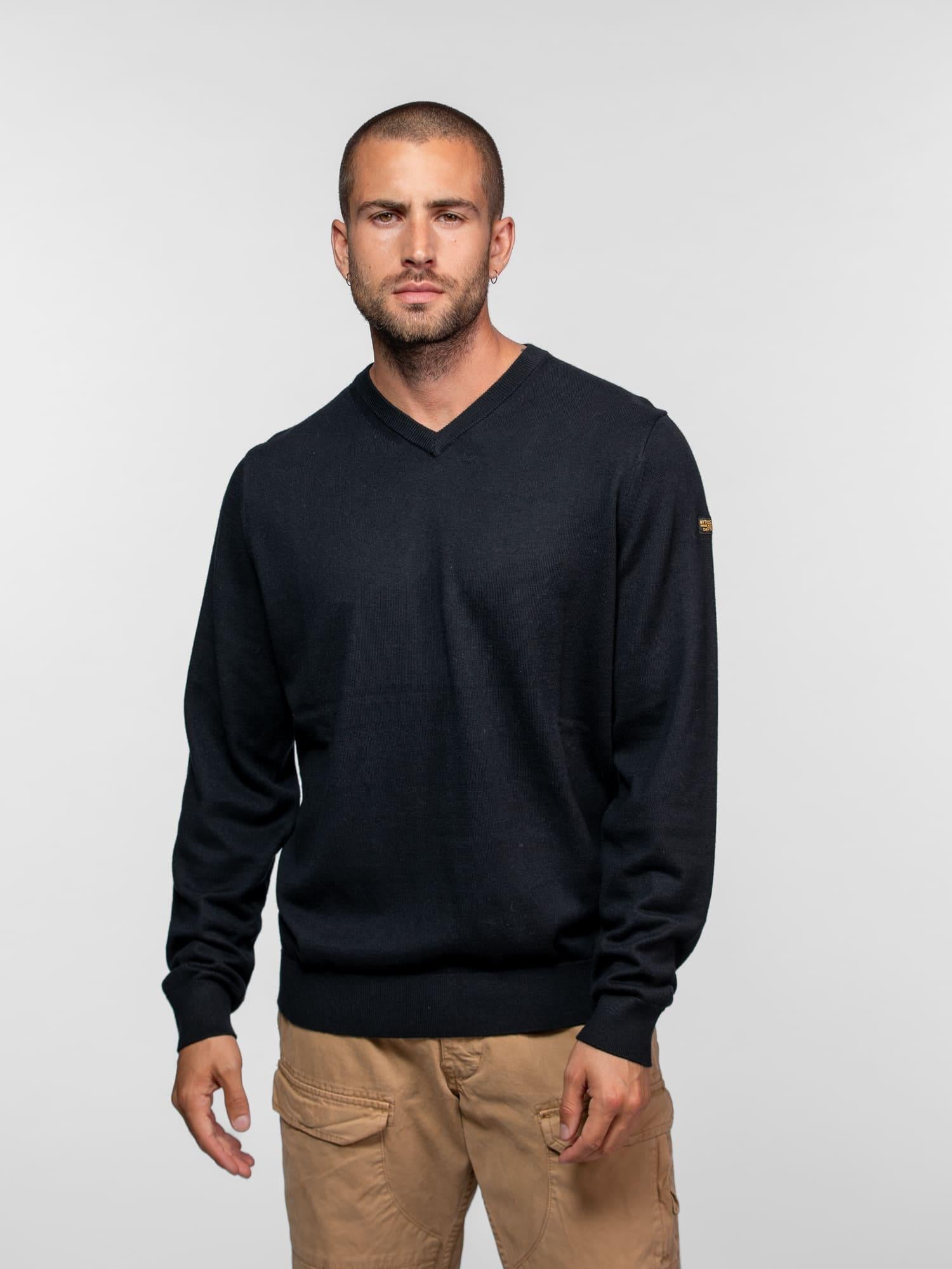 DAYTONA 73 Maglia uomo Ayulo con collo a V nera 