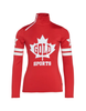Maglia sci donna Maple Leaf con zip spalla rossa