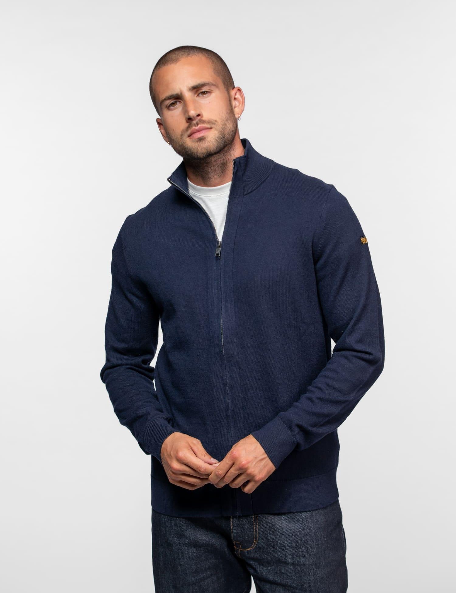 DAYTONA 73 Cardigan Arnold uomo navy in cotone e cashmere con zip 