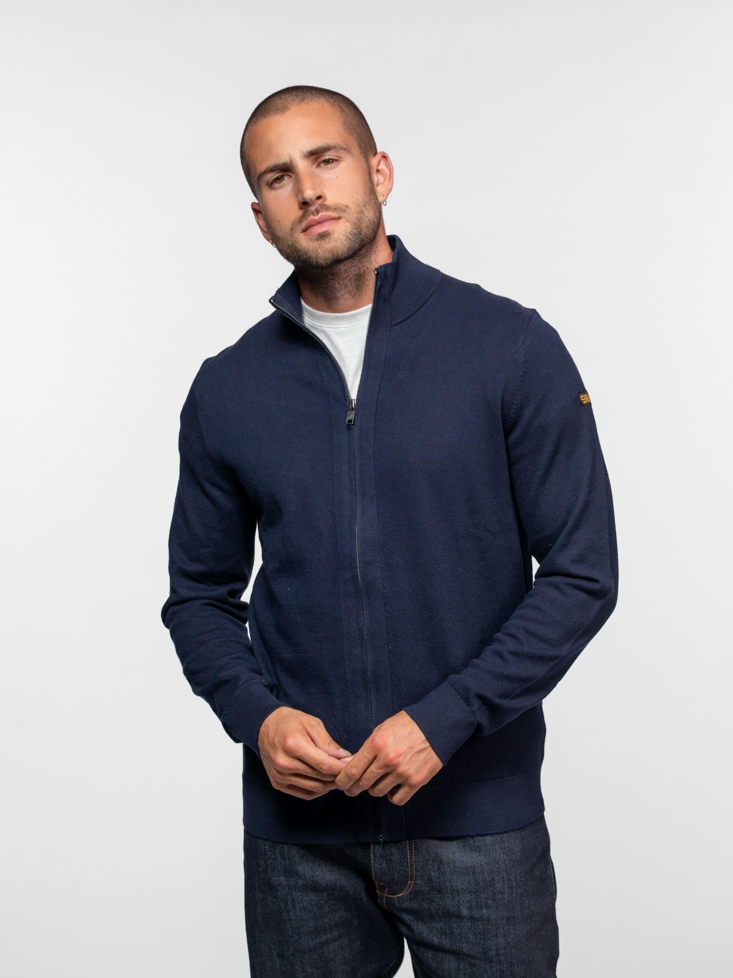DAYTONA 73 Cardigan Arnold uomo navy in cotone e cashmere con zip 