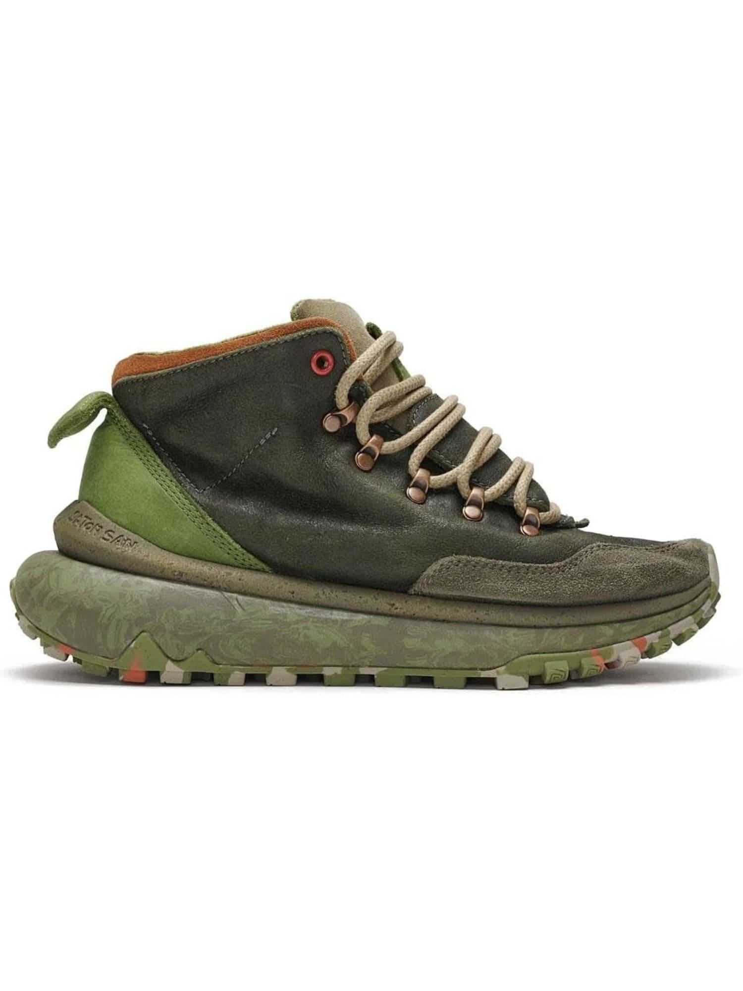 SATORISAN Stivaletti unisex in pelle verde muschio Kiso Metta Premium 