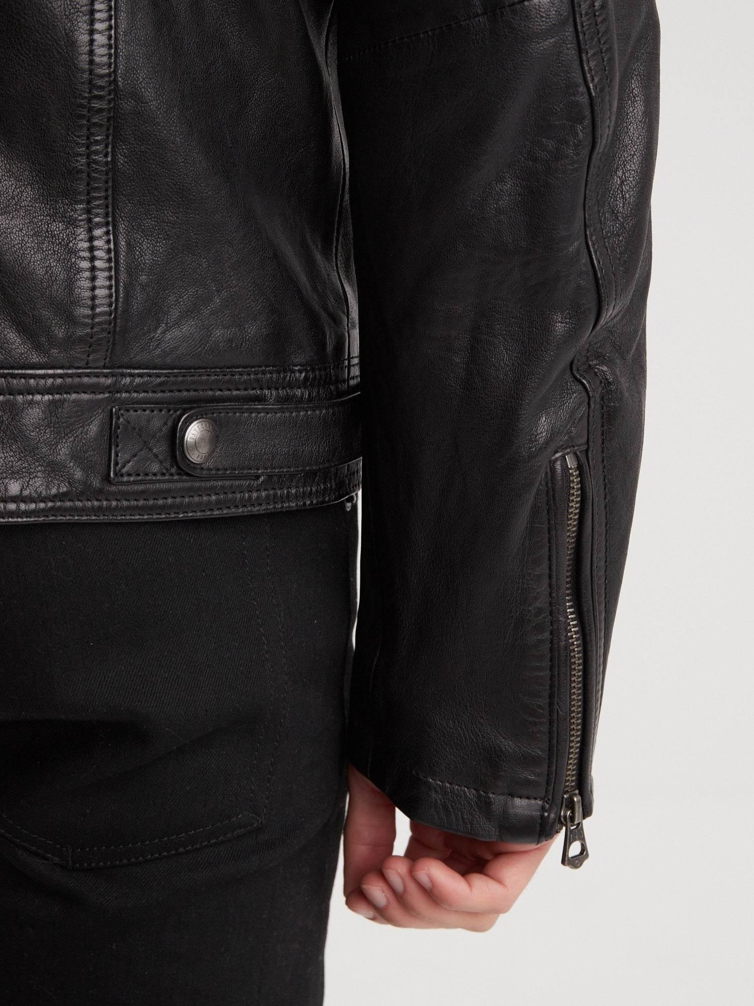 DAYTONA 73 Giacca uomo in pelle nera Bishop Black 