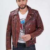 DAYTONA 73 Giacca in pelle cognac uomo Redford 