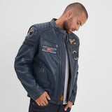 DAYTONA 73 Giacca in pelle uomo Walkor blu 