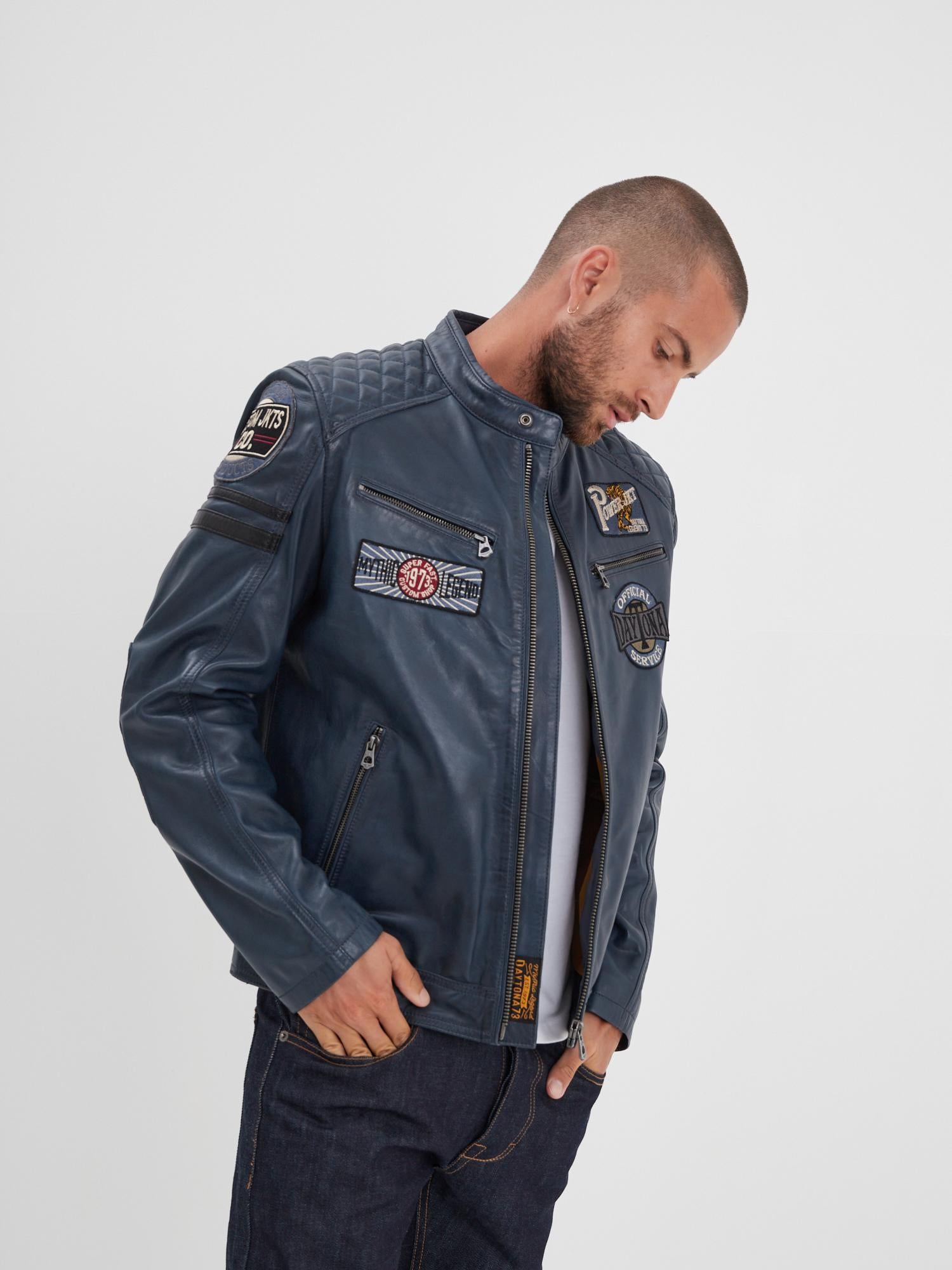 DAYTONA 73 Giacca in pelle uomo Walkor blu 