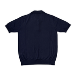 MASQ Maglia unisex blu con zip in seta e cotone manica corta 