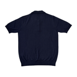 MASQ Maglia unisex blu con zip in seta e cotone manica corta 