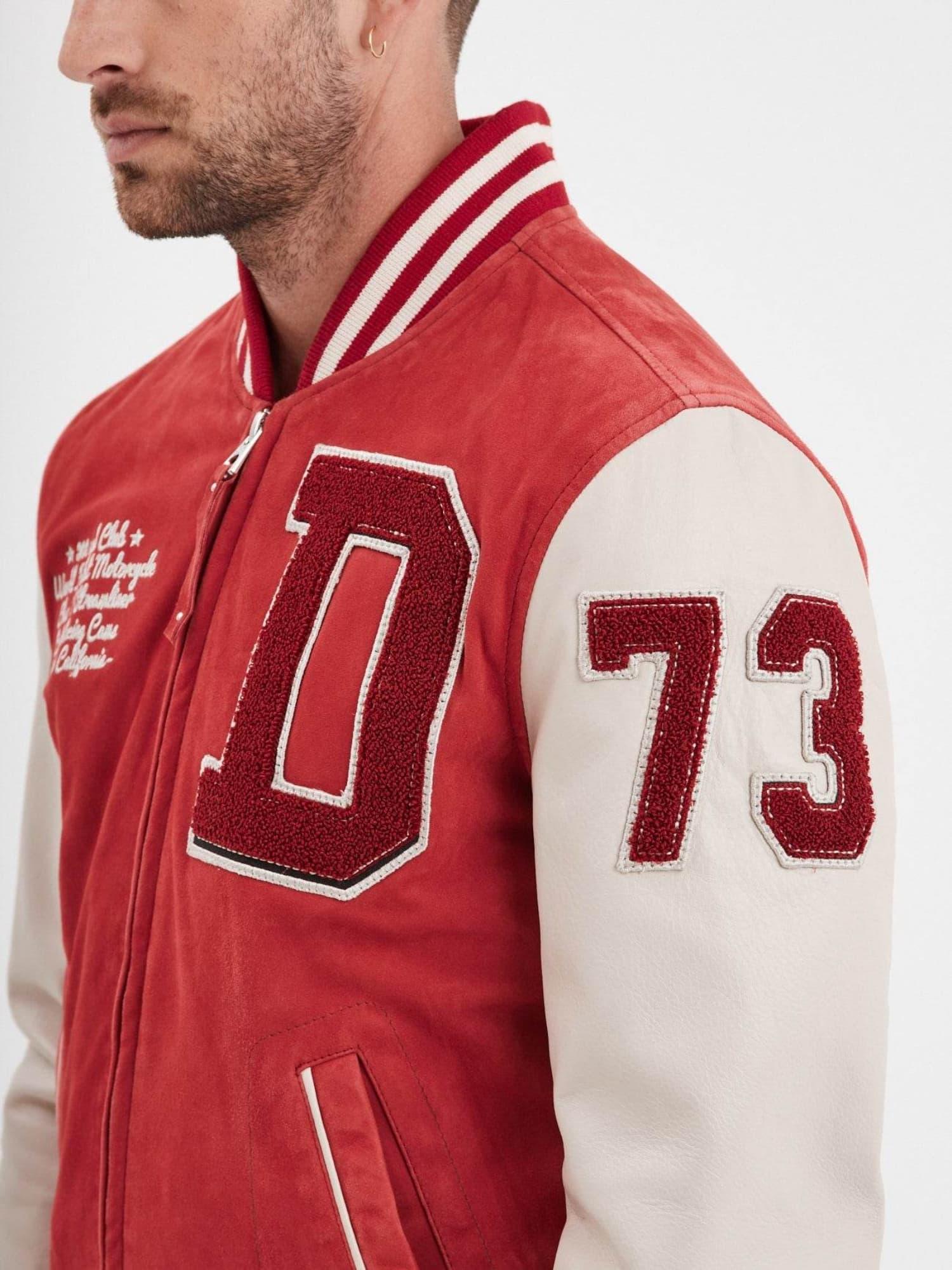 DAYTONA 73 Bomber uomo universitario Bloomfield in pelle scamosciata e agnello 
