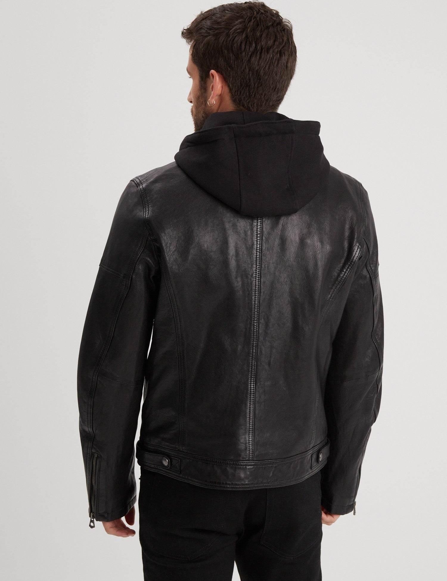 DAYTONA 73 Giacca uomo in pelle nera Bishop Black 