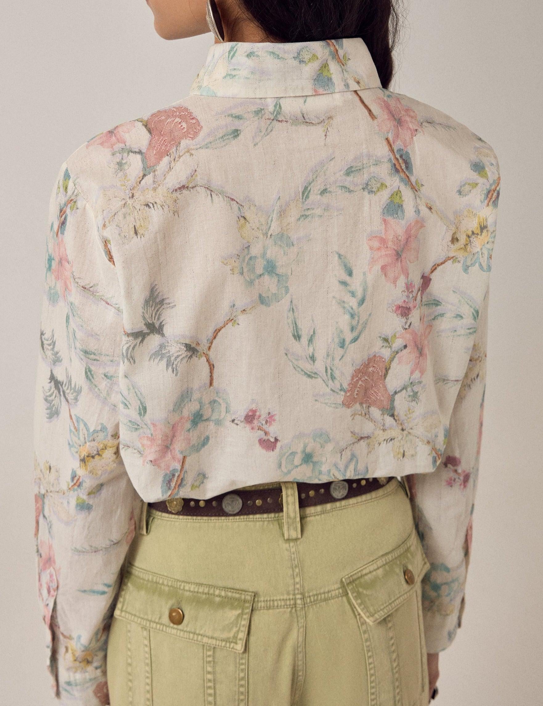 MAISON HOTEL Camicia donna Narciso Botanica in cotone floreale 