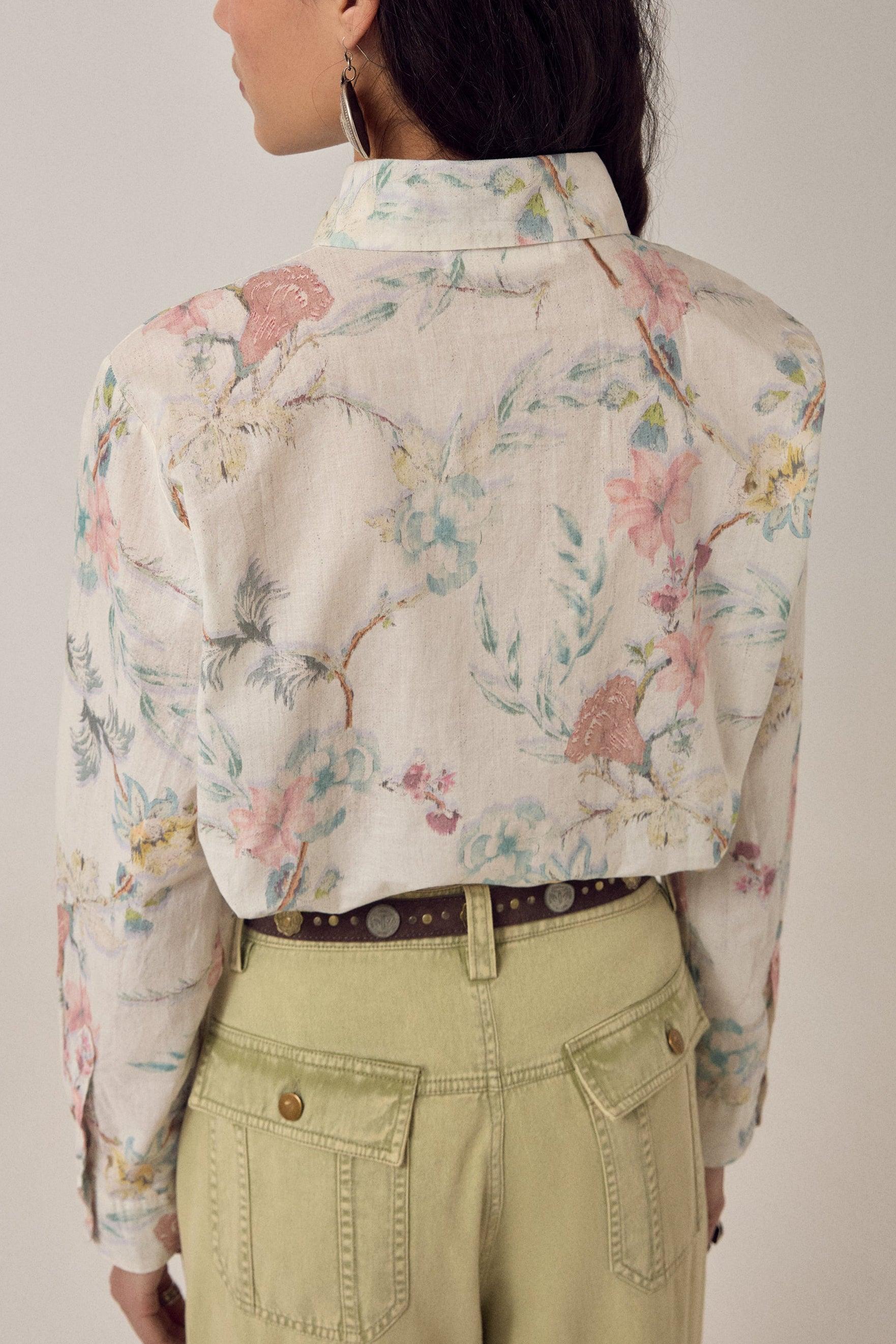 MAISON HOTEL Camicia donna Narciso Botanica in cotone floreale 