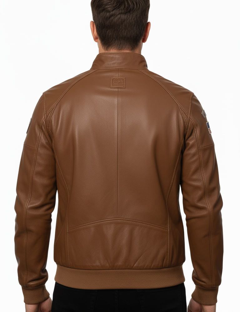 STEVE MCQUEEN Giacca uomo in pelle havane Harry 