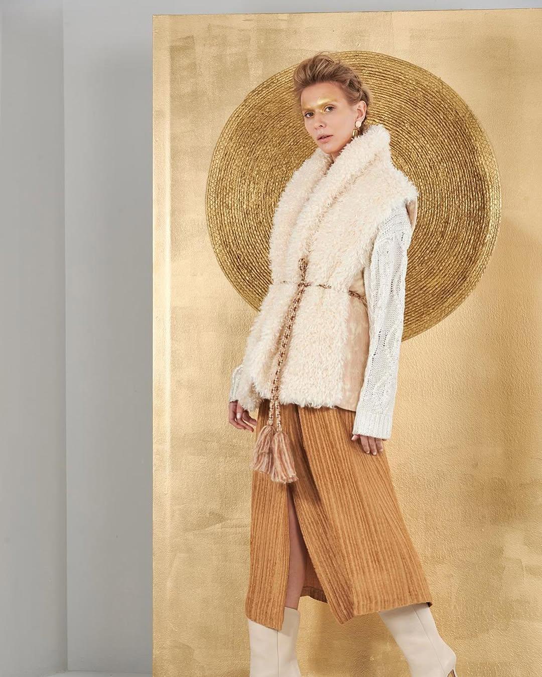 HANAMI D'OR Gilet Donna Eco Pelliccia panna/rosa antico 