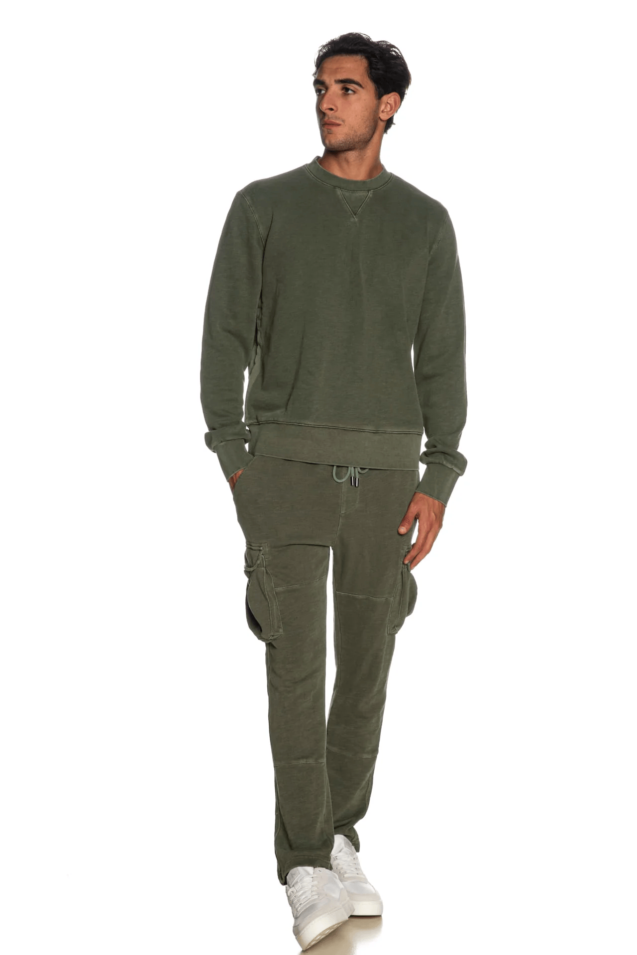 KEELING Felpa unisex in cotone Olive Sabah Crew girocollo 