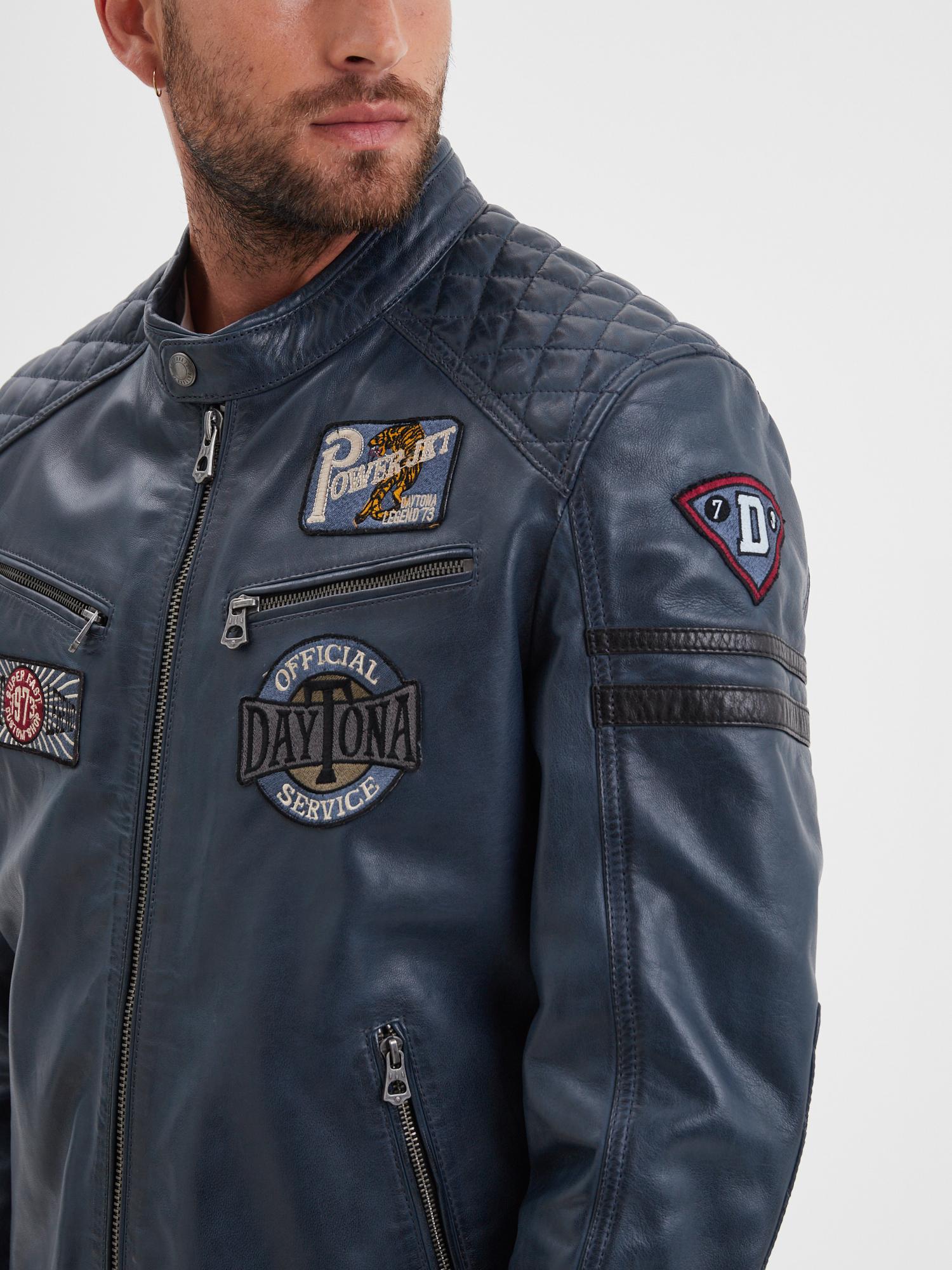 DAYTONA 73 Giacca in pelle uomo Walkor blu 