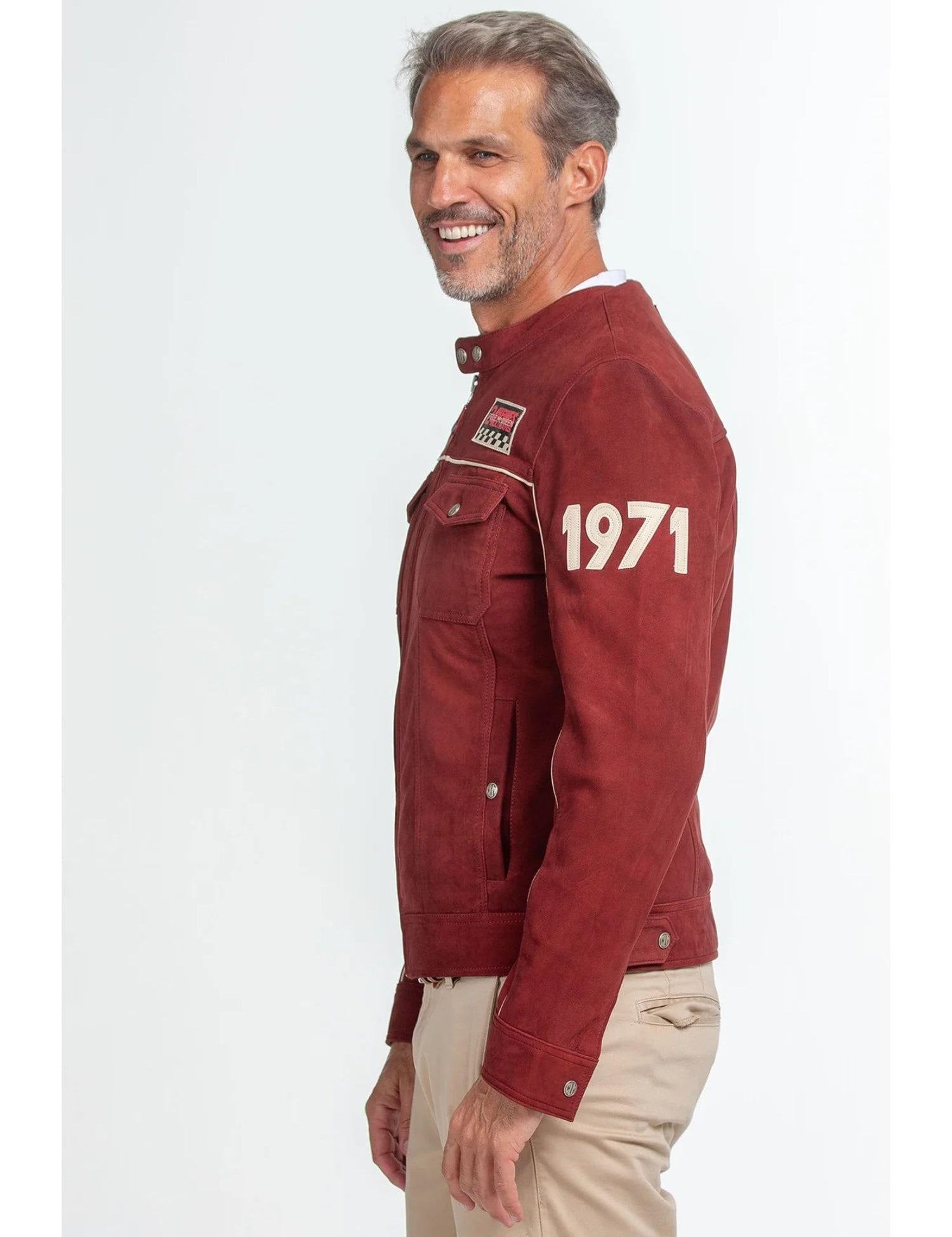 STEVE MCQUEEN Giubbotto uomo in pelle rosso Tom Dark Red 