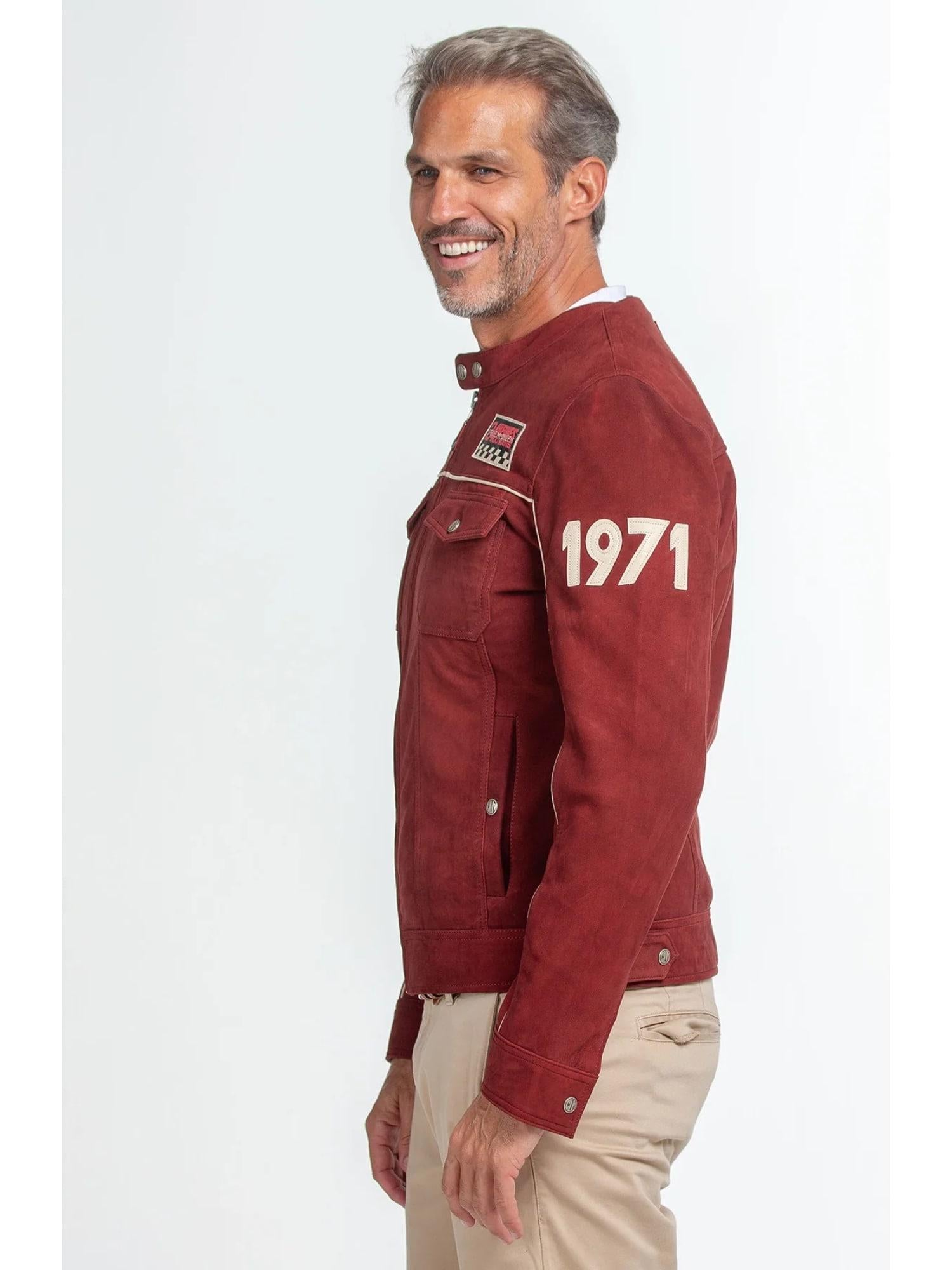 STEVE MCQUEEN Giubbotto uomo in pelle rosso Tom Dark Red 