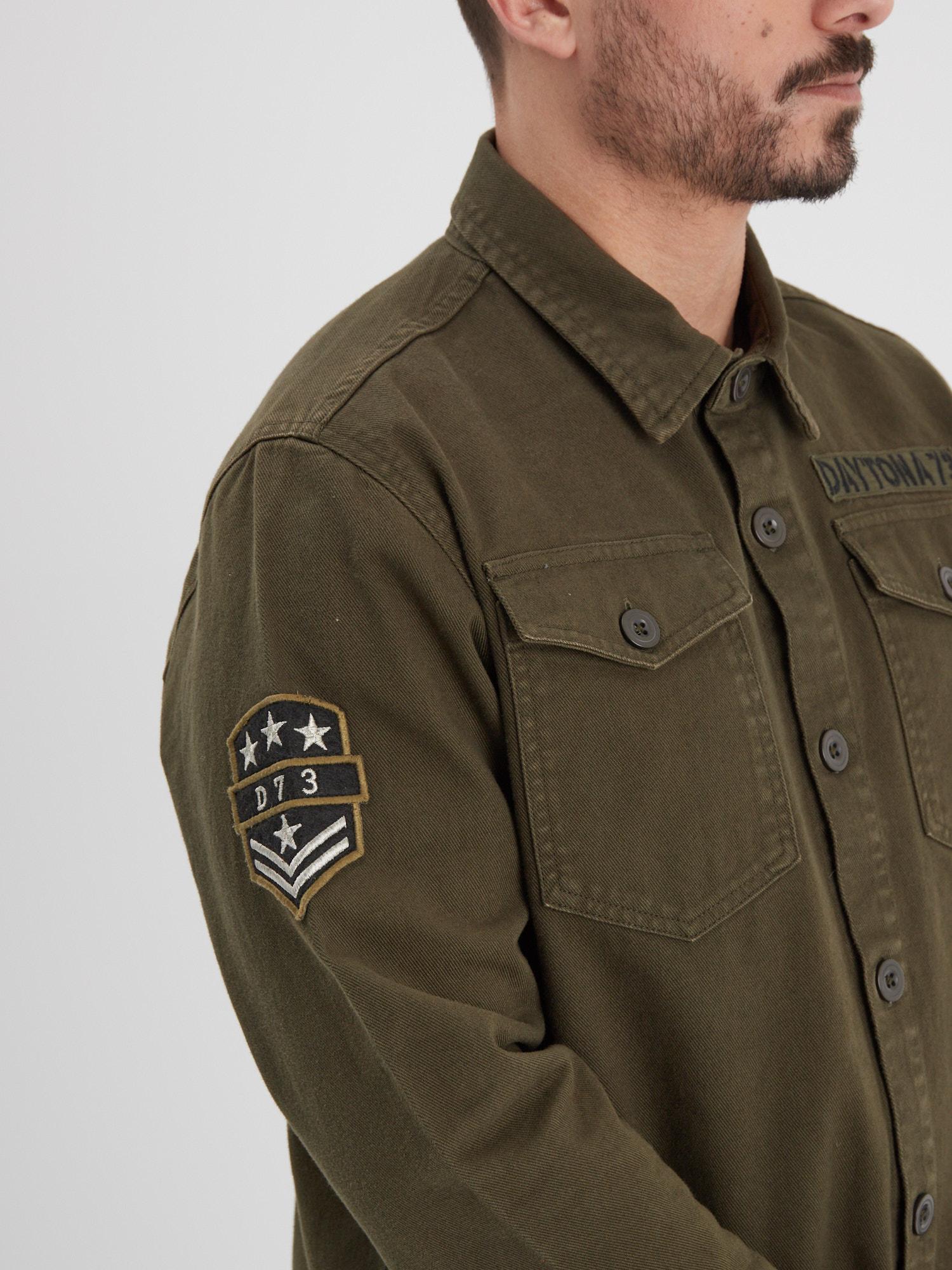 DAYTONA 73 Camicia militare uomo Jeffy verde militare 