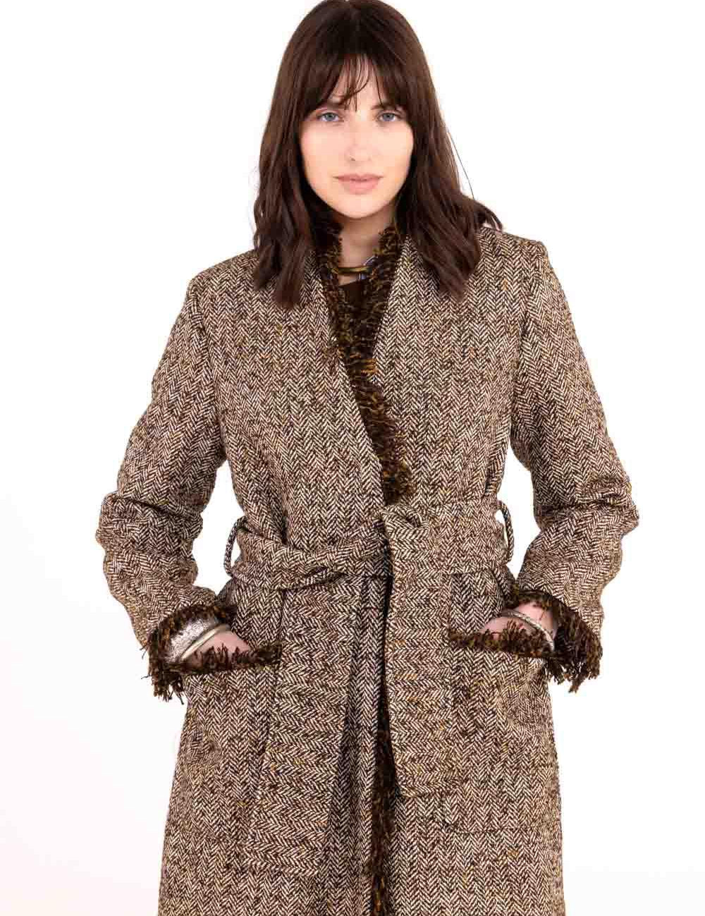 FRONT STREET Cappotto donna Herringbone Tweed 