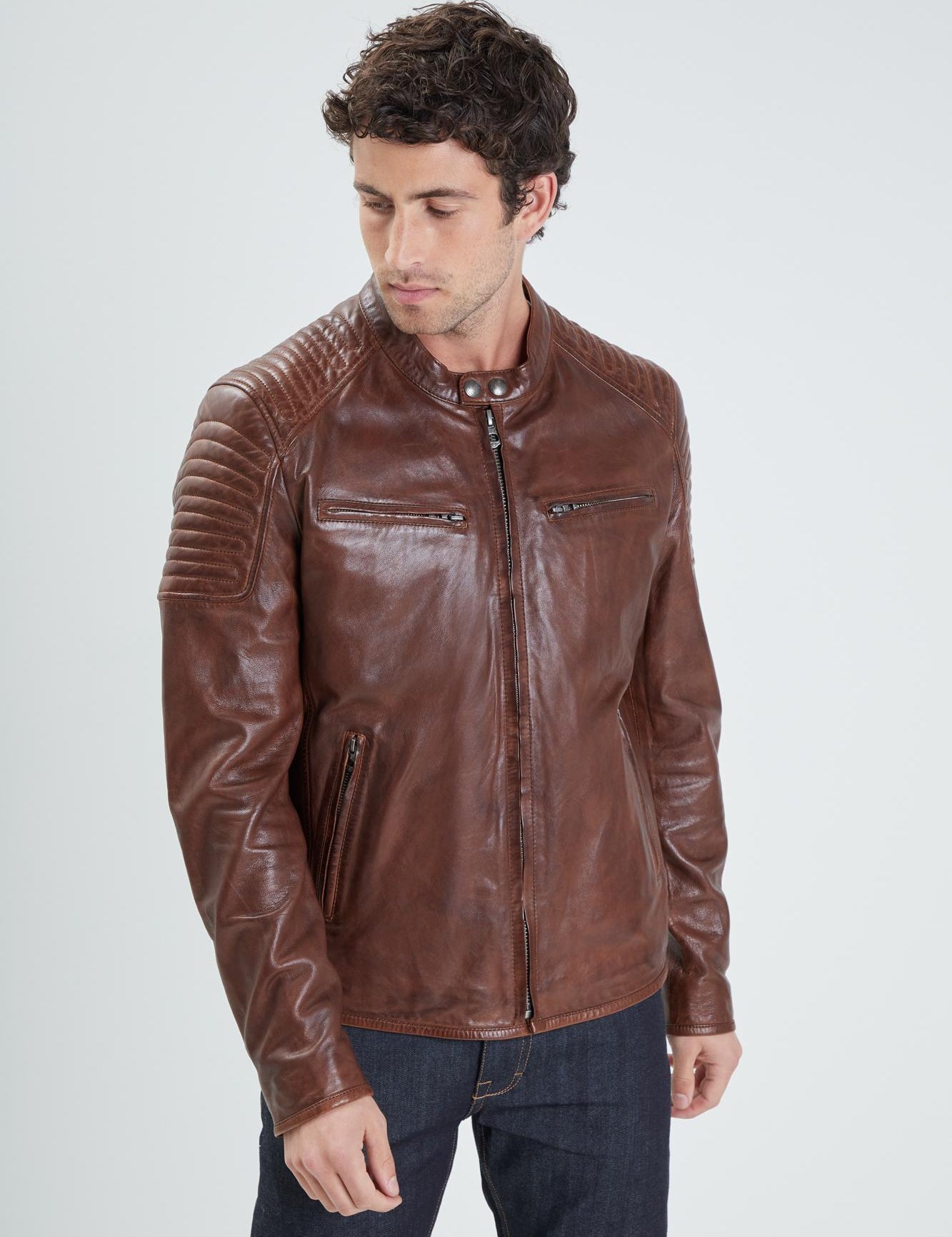 DAYTONA 73 Giacca in pelle cognac uomo Stirling 