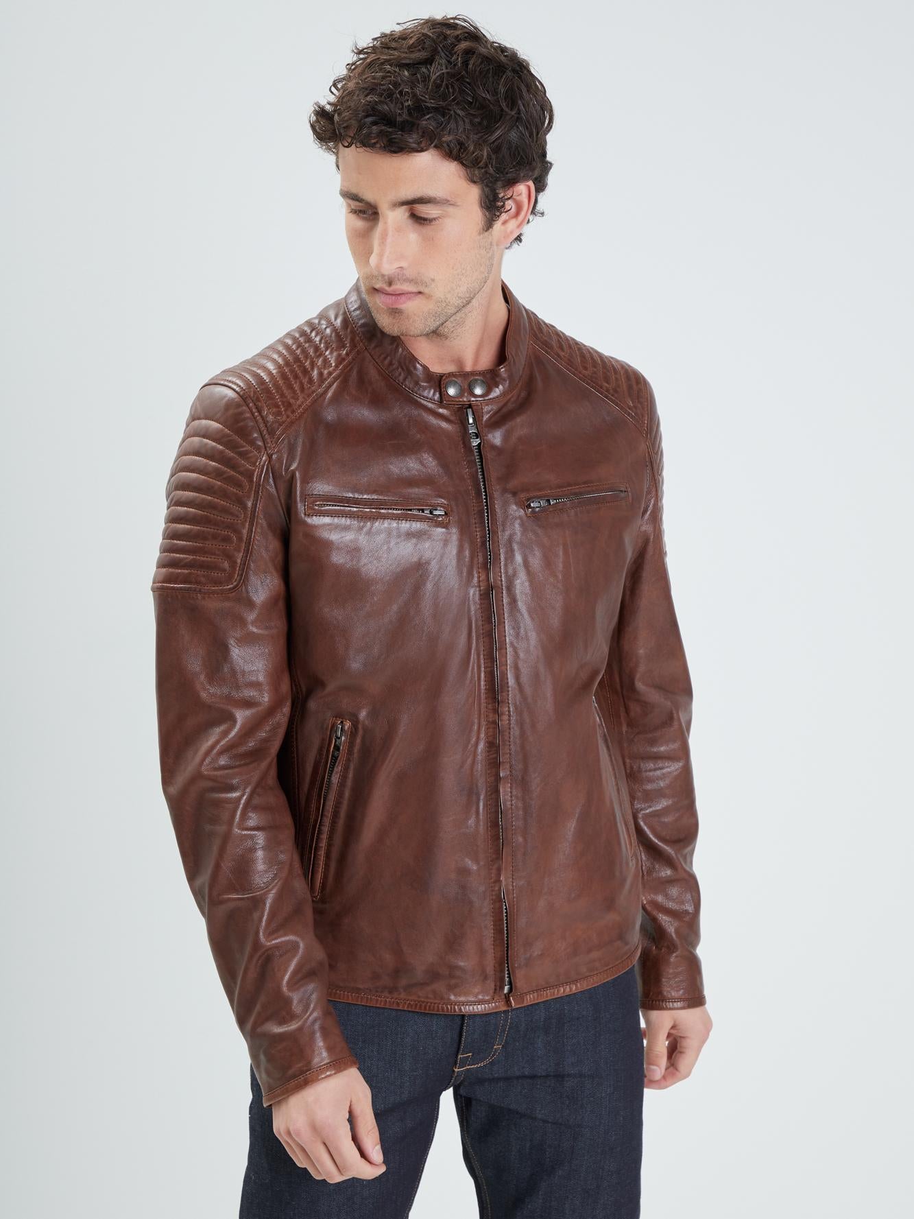 DAYTONA 73 Giacca in pelle cognac uomo Stirling 