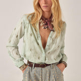 MAISON HOTEL Camicia donna Rani Mineral Jade ricamata 
