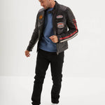 DAYTONA 73 Giacca uomo in pelle nera Gasly Black 
