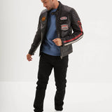 DAYTONA 73 Giacca uomo in pelle nera Gasly Black 