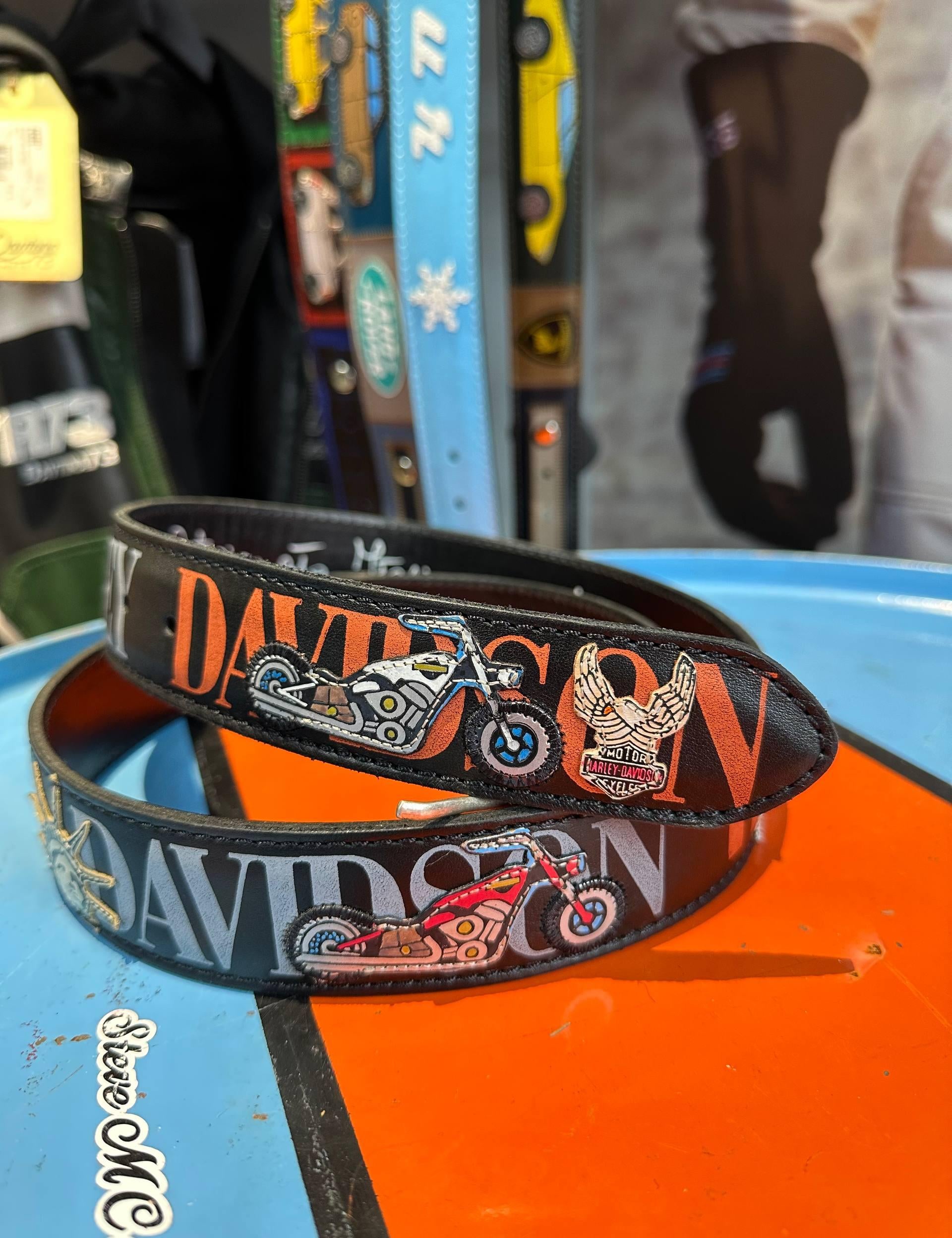 DESIGN ARTIGIANALE Cintura artigianale in pelle Harley Davidson 