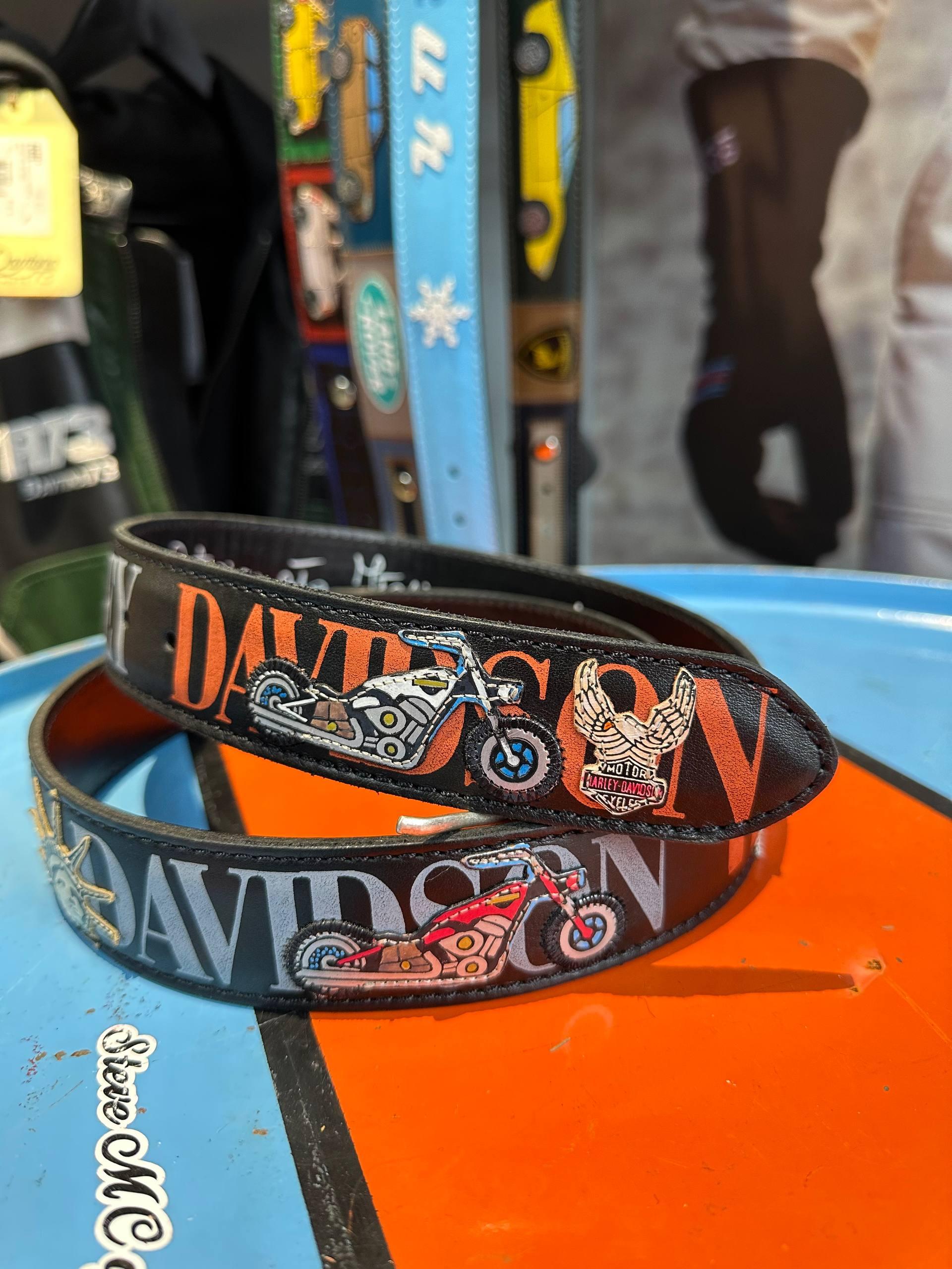 DESIGN ARTIGIANALE Cintura artigianale in pelle Harley Davidson 