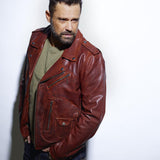 DAYTONA 73 Giacca in pelle cognac uomo Redford 