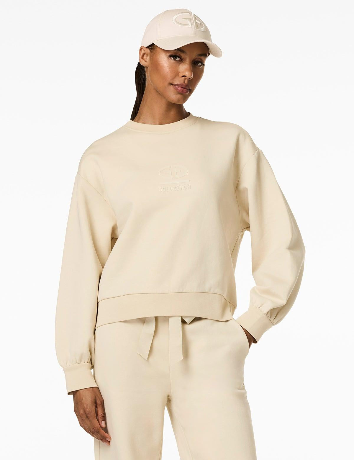 GOLDBERGH Felpa donna Relax girocollo in cotone champagne 