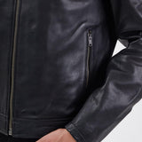 DAYTONA 73 Giacca in pelle nera uomo Cobalt 