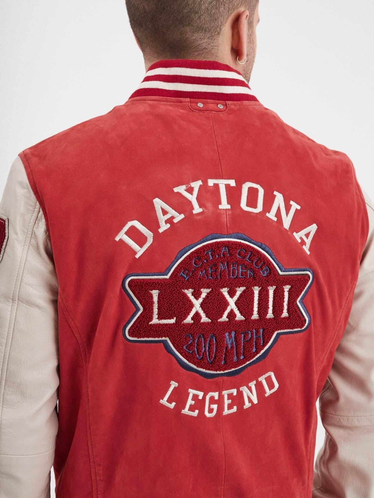 DAYTONA 73 Bomber uomo universitario Bloomfield in pelle scamosciata e agnello 