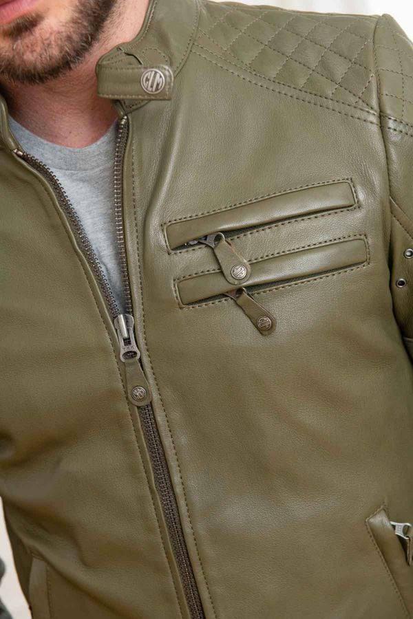LE MANS Giubbotto uomo Silverstone Sheep Crown in pelle montone kaki L 