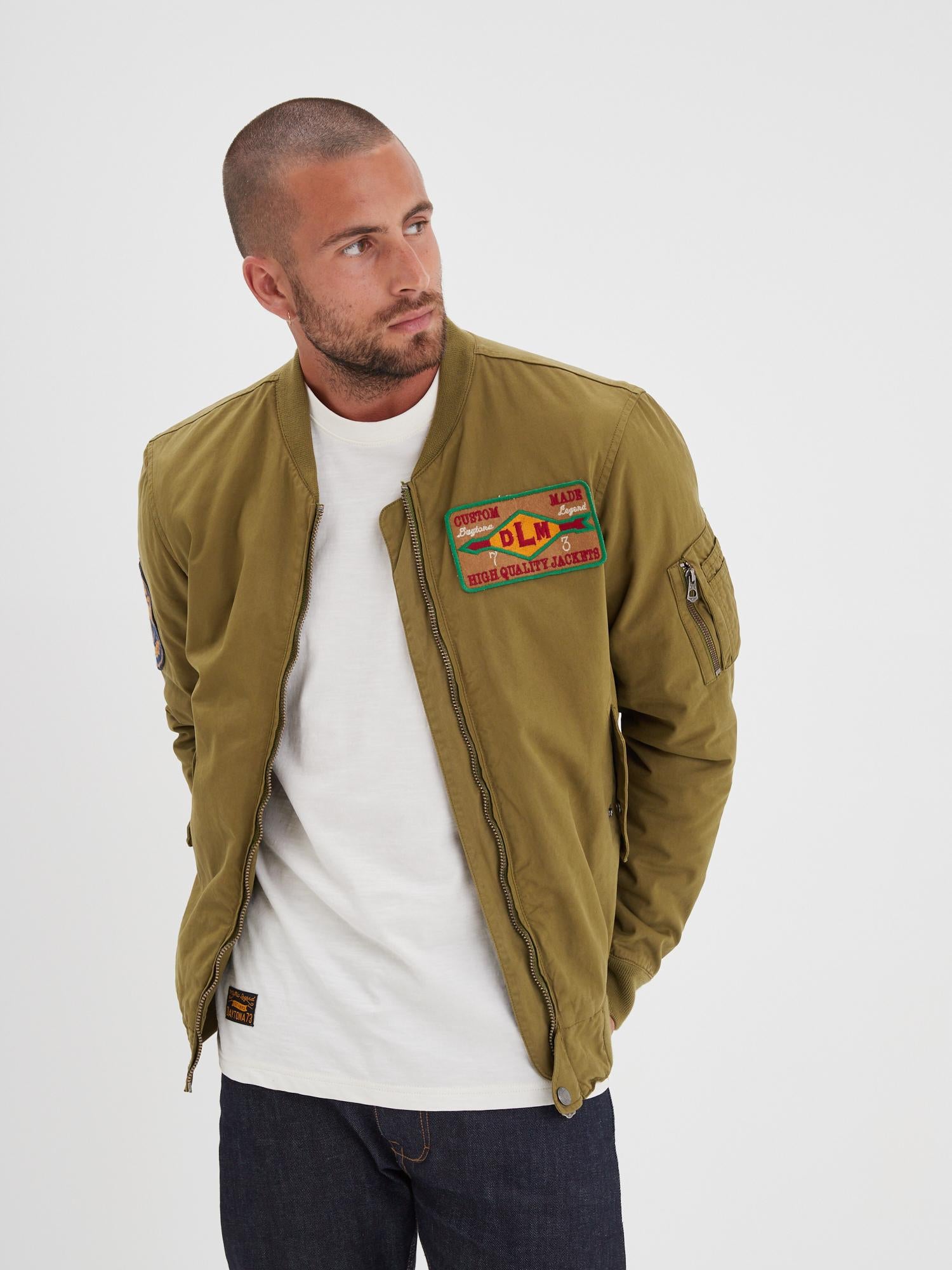 DAYTONA 73 Bomber uomo in cotone verde khaki Corpus 