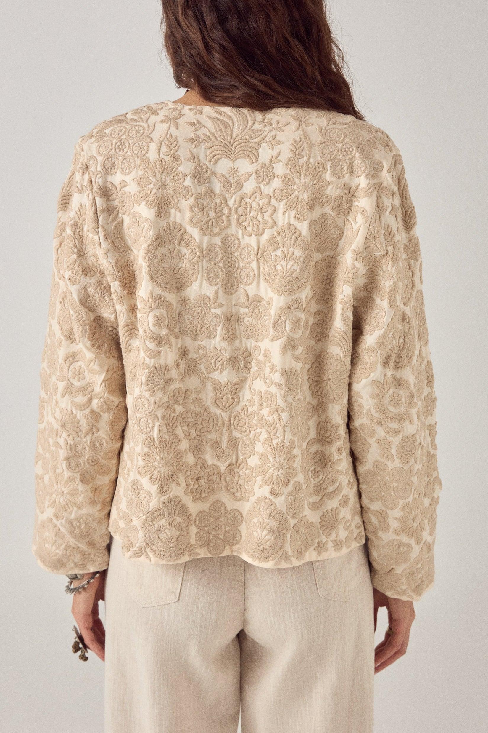 MAISON HOTEL Giacca donna Akash ricamata cropped ivory 