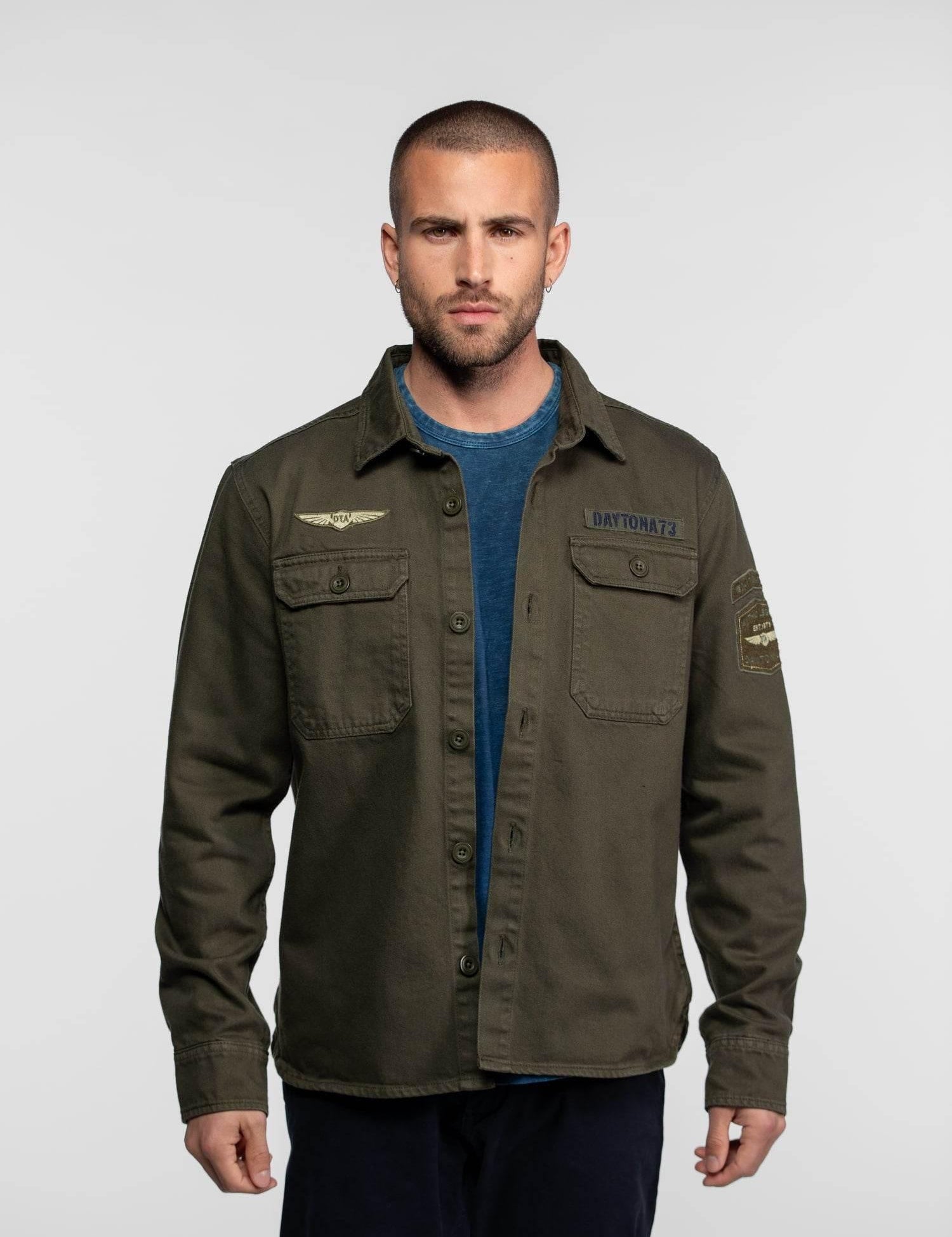 DAYTONA 73 Camicia militare uomo Jeffbull light khaki 