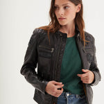 DAYTONA 73 Giacca donna in pelle nera Walkora Black 