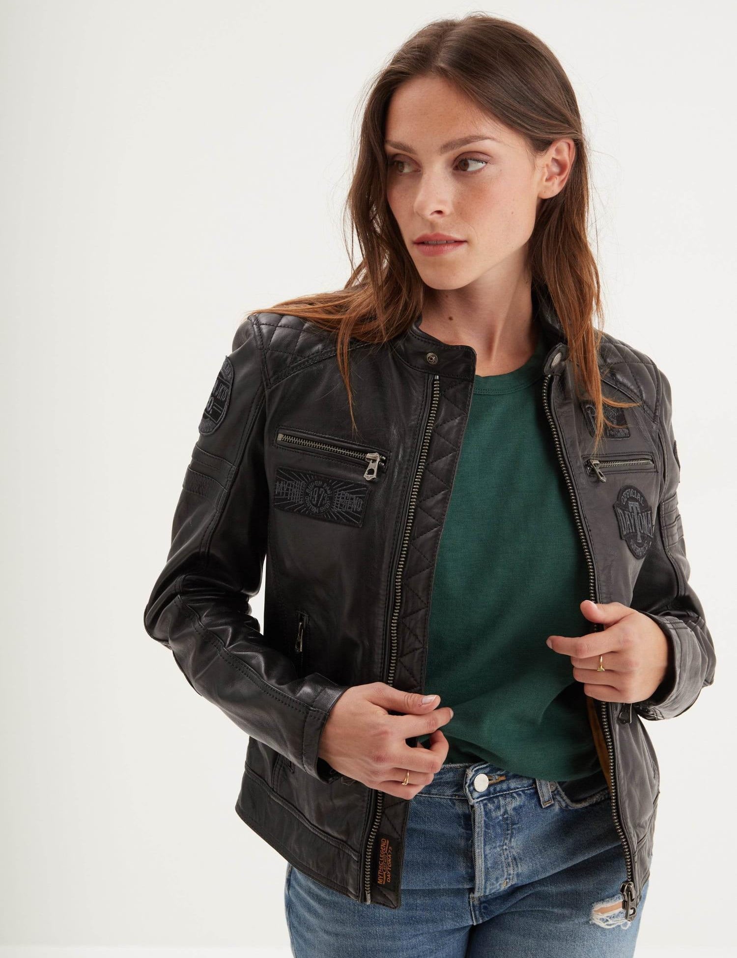 DAYTONA 73 Giacca donna in pelle nera Walkora Black 