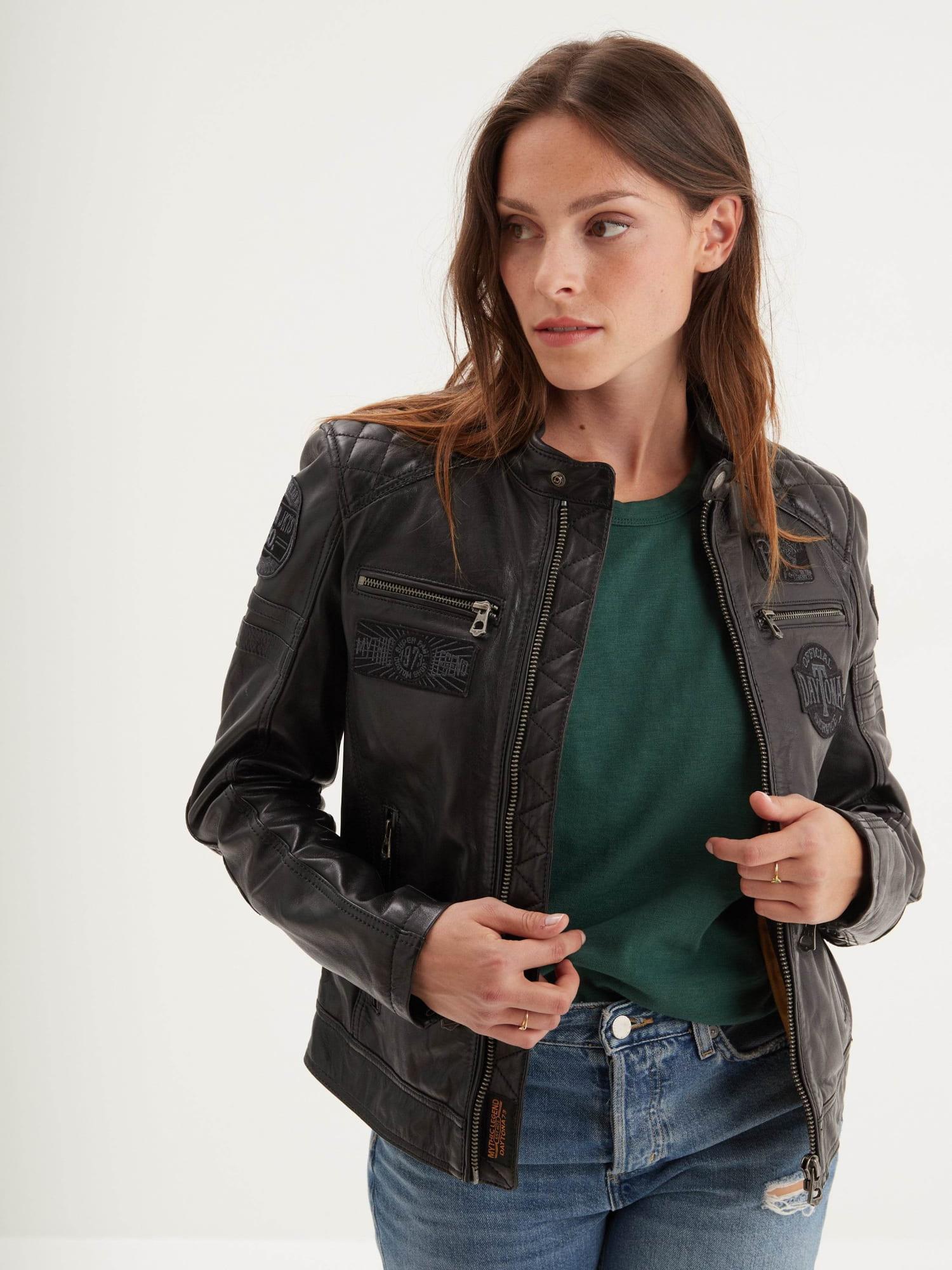 DAYTONA 73 Giacca donna in pelle nera Walkora Black 