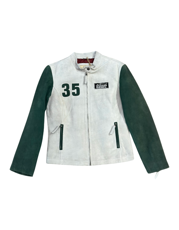 WARSON Giacca donna in pelle Grand Prix verde 