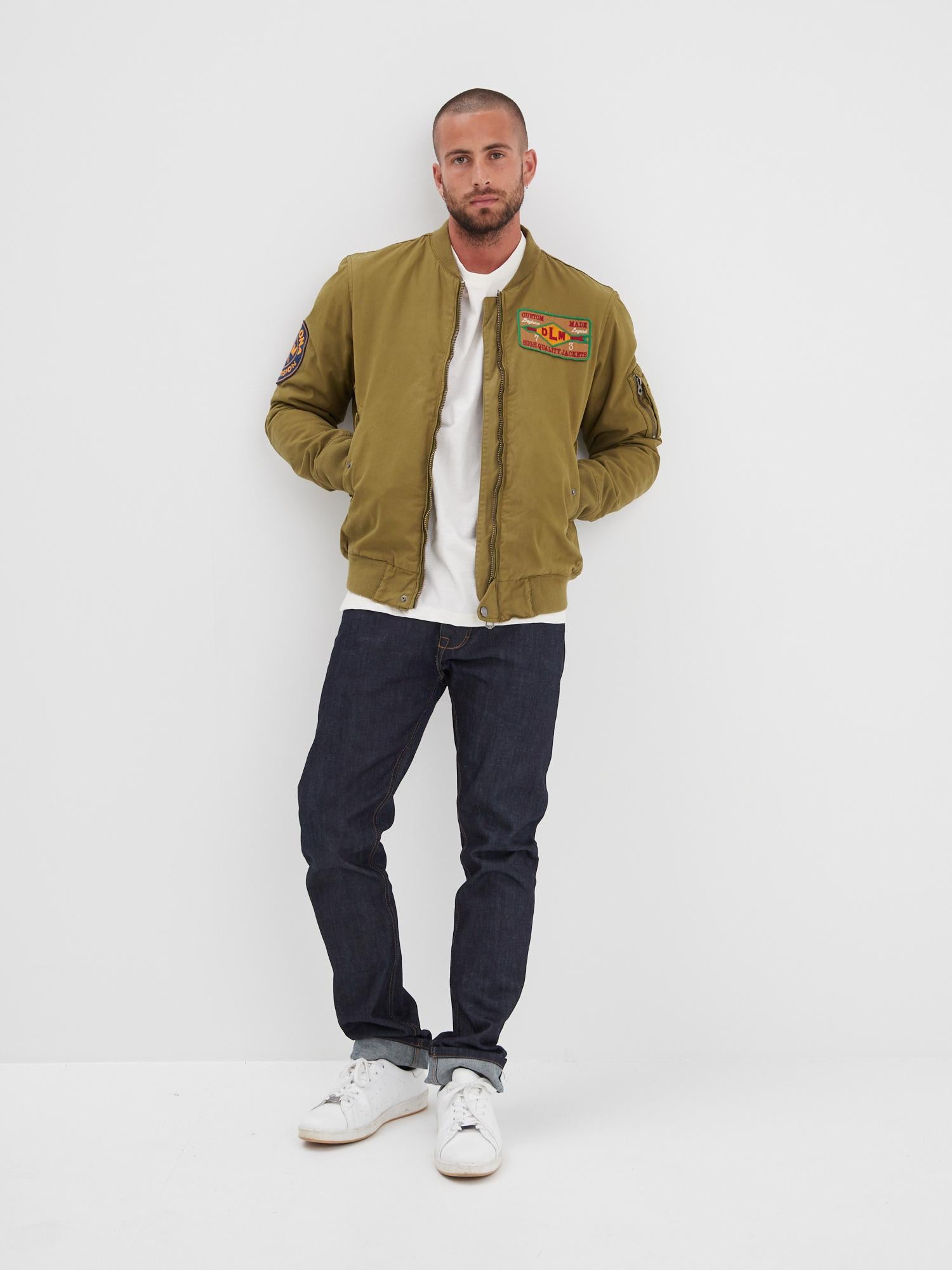 DAYTONA 73 Bomber uomo in cotone verde khaki Corpus 