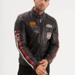 DAYTONA 73 Giacca uomo in pelle nera Gasly Black 